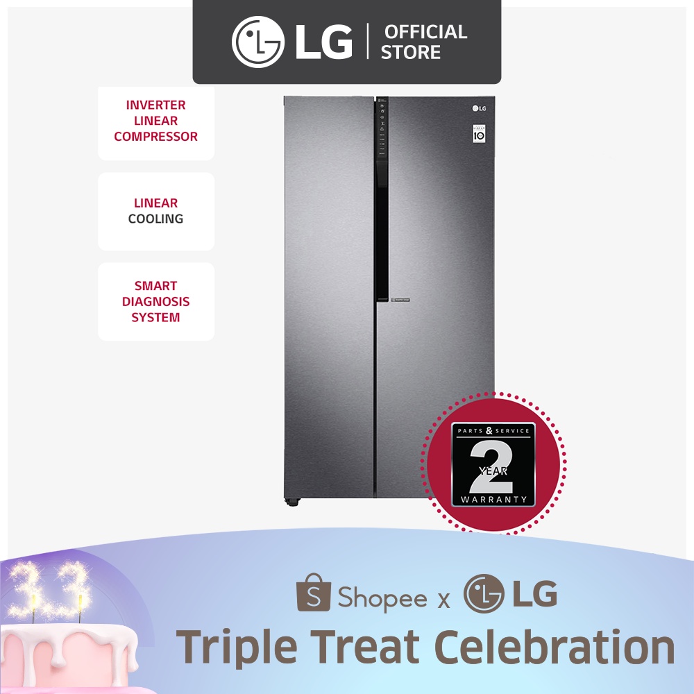 LG REFRIGERATOR Side by Side 24 cu ft. GRB247KQDV w/ Inverter Linear