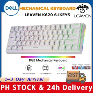 【COD】 LEAVEN K620 61Key Gaming Mechanical Keyboard RGB Back light Removable wired S30 Mouse