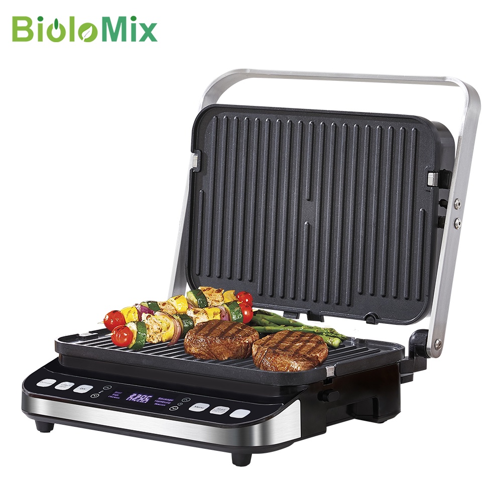 BioloMix 2000W Electric Contact Grill Digital Griddle and Panini Press ...