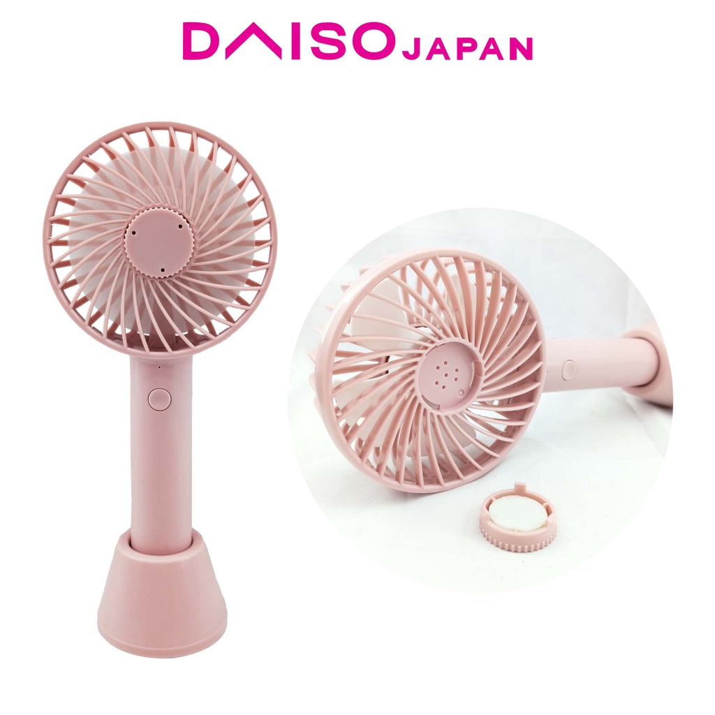 Daiso Pink Rechargeable Fan with Aroma Diffuser and Stand Shopee