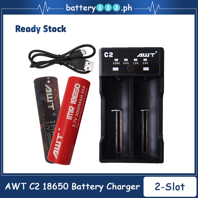 18650 2 slot AWT C2 5v 2A hybrid battery charger discharger battery