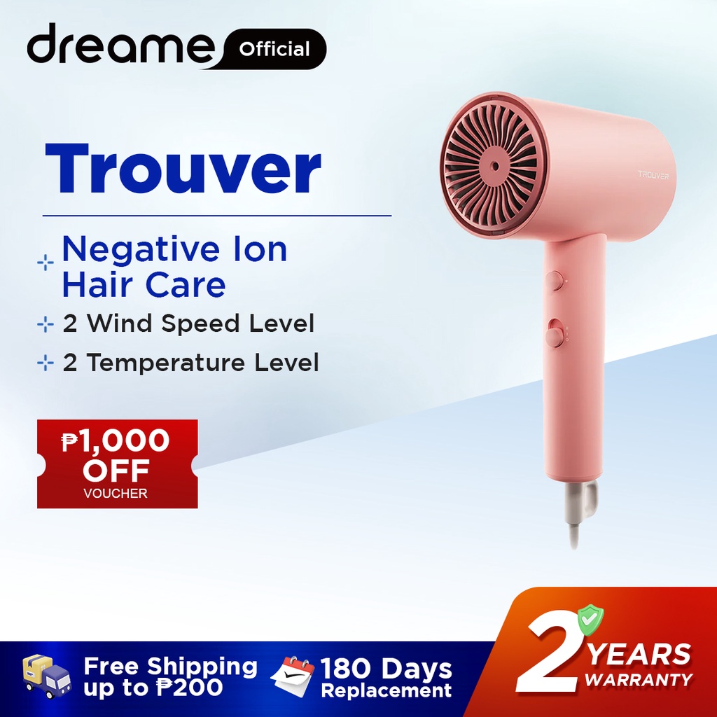 Dreame Trouver Anion Hair Dryer with Negative Ion Portable Blower Quick Hair  Dryer 1800W | Shopee Philippines