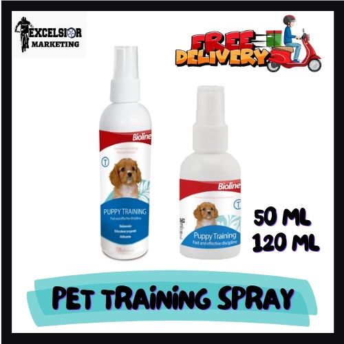Excelsior 50ml and 120ml Bioline Dog Training Spray Pet Potty Aid Training Liquid Puppy Trainer #1