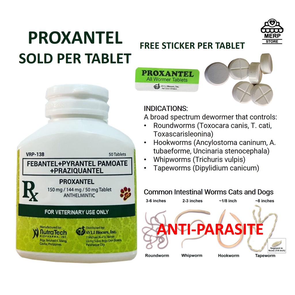 PROXANTEL Tablet Anthelmintic Dewormer for Cats and Dogs Sold per
