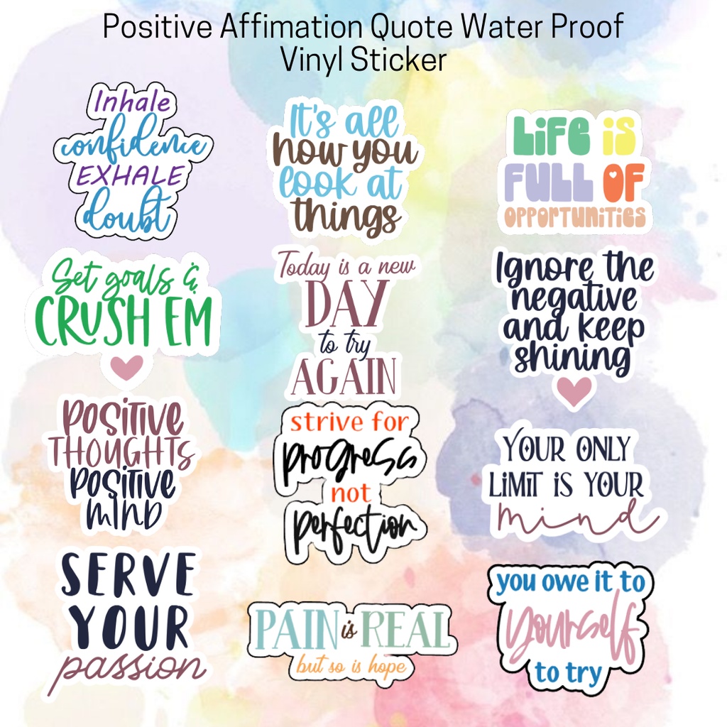Positive Affirmation Sticker Quotes Waterproof Vinyl Stickers 1 pcs ...