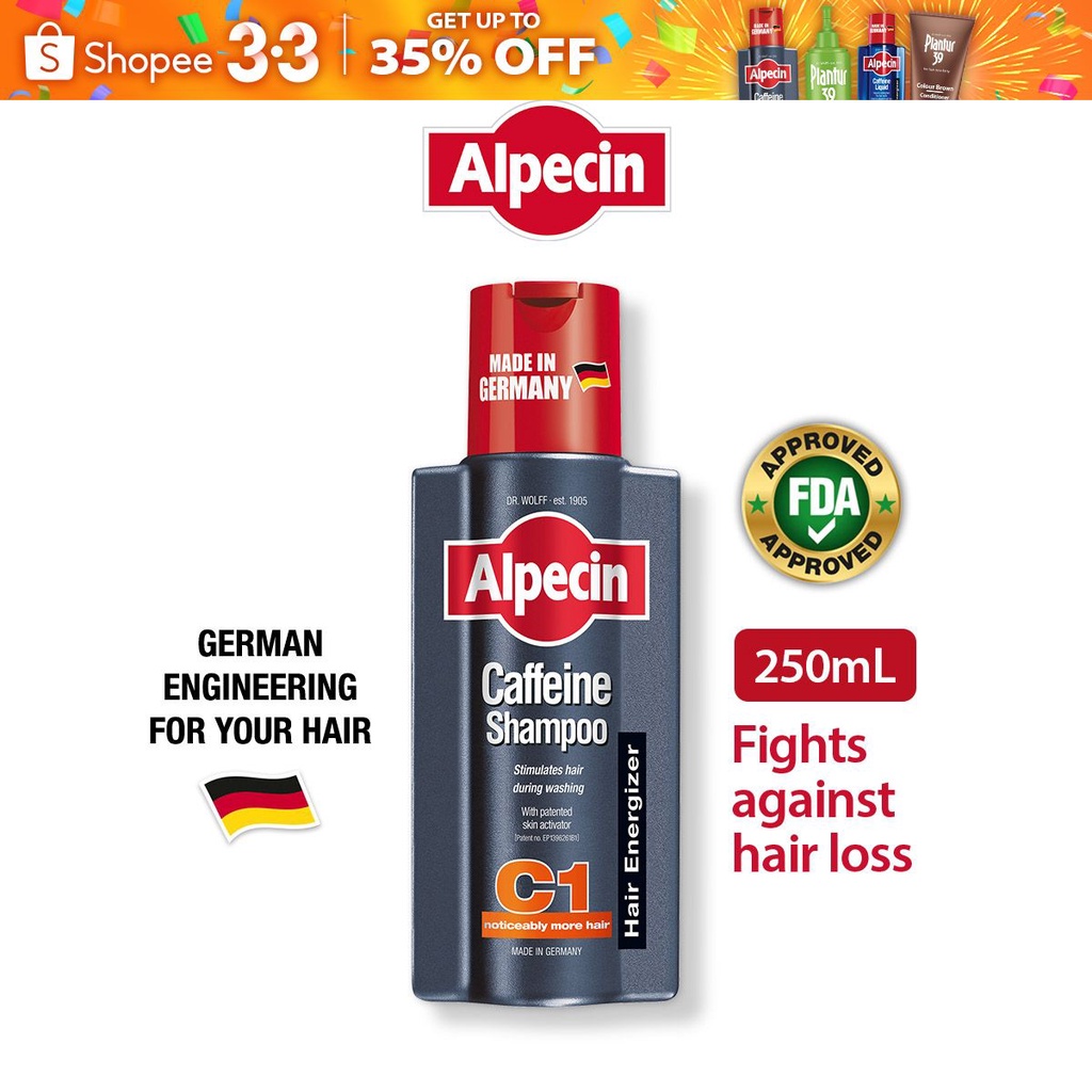 Alpecin Caffeine Shampoo (250ml) - Men's Shampoo Against Hair Loss, Anti Hair  Fall Shampoo | Shopee Philippines