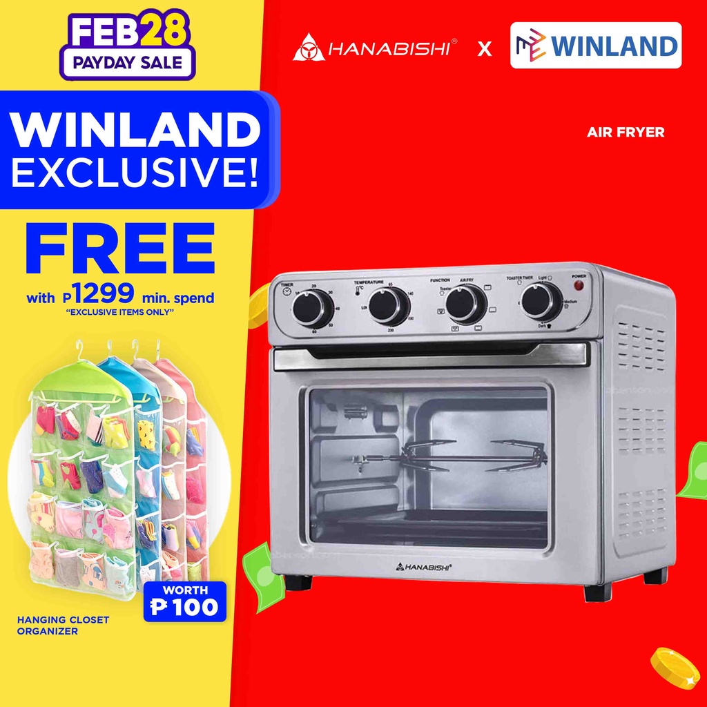 HANABISHI by Winland 6 Functions w/ Rotisserie Air Fryer Oven 30 Liters