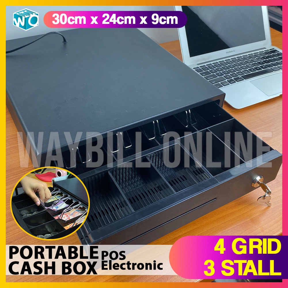 POS electronic cash drawer box storage 4 grid 3 stall cash register