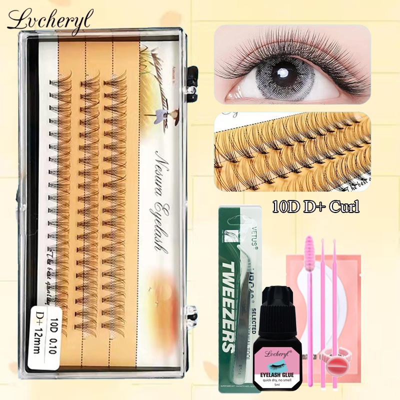 Lvcheryl (Free Tools) Eyelash Extension With Glue  10D D+ Curl DIY  Lash Extension Individual Cluster Eyelashes Mink Fake Eyelashes Human Hair  With glue Set for Makeup Tools | Shopee Philippines