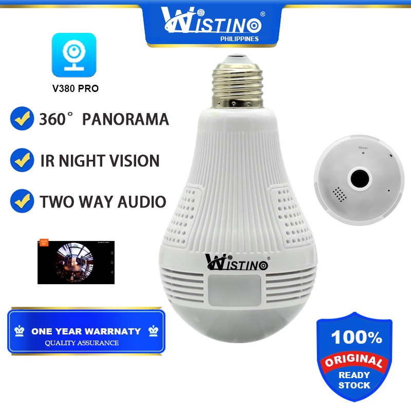 Wistino 1080P Wifi Surveillance Camera Light 360° Security Protection Panoramic Camera Bulb Ip