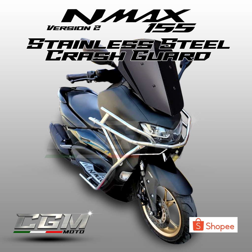 NMAX V2 FULL CRASH GUARD PURE 304 STAINLESS STEEL FULL CRASH ARMOR NMAX VERSION 2 CGM MOTO