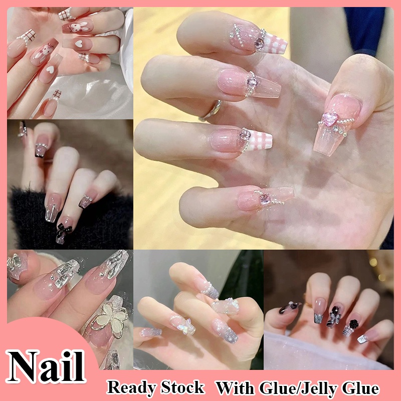 2023 Trends 24pcs Fake Nails Set With Glue False Nails Long Nail Fake Nails  With Design Fake Nails For Kids Nail Extension With Glue Nails Nail Art  Party DIY COD | Shopee Philippines