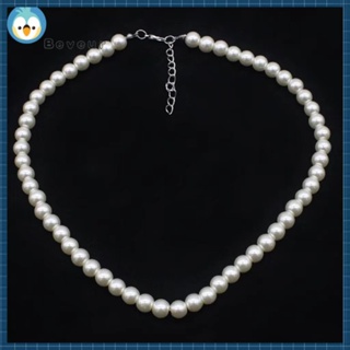 BeveurShop Elegant White Glass Imitation Freshwater Pearl Necklaces Women Jewerly