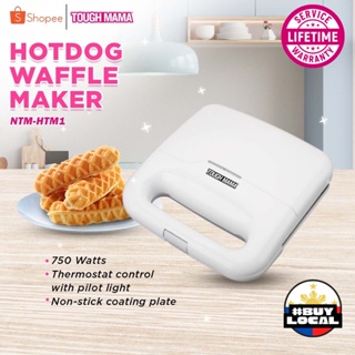 Tough Mama NTM-HTM1 Hotdog Waffle Maker Cool Touch Non-stick light indicator White Crepe Maker