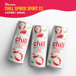 CHILL SPIKED SPIRIT 330ml LYCHEE 3 Pack Flavored Alco Juice 5% Alcohol, 0 Added Sugar, 0 Fat