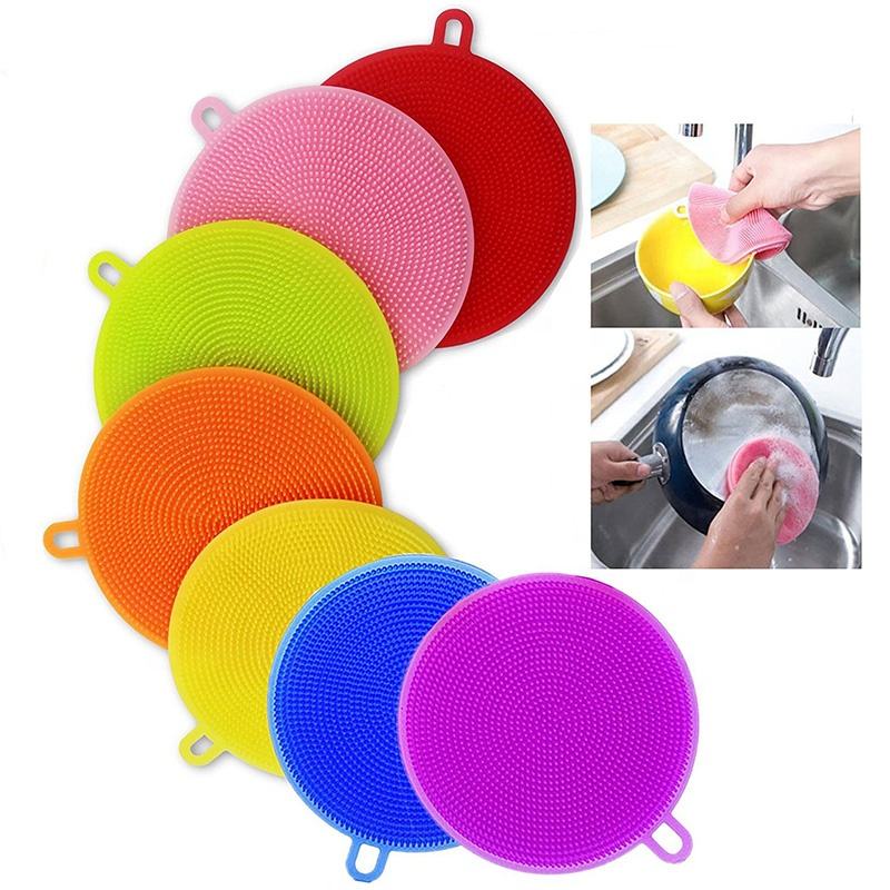 Kitchen Cleaning Brush Silicone Sponge Dishwashing Brush Fruit