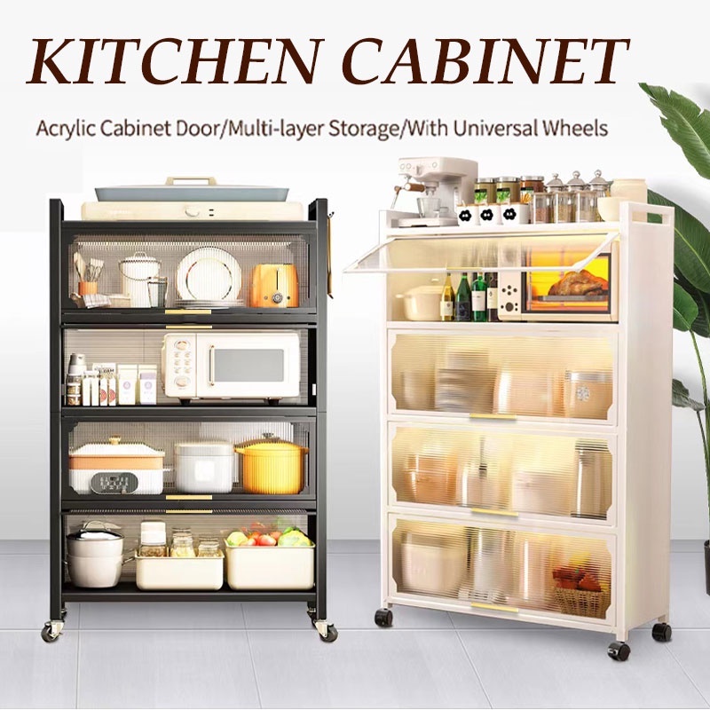 Kitchen Pantry Organizer Storage Rack With Door Multilayer