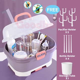 【Freebie】Baby Feeding Bottle Storage Box Organizer Dryer Portable Large Baby Cutlery Storage Box