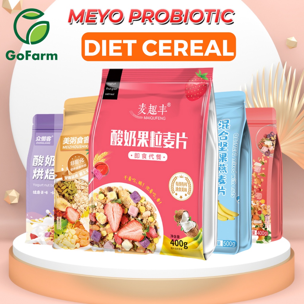 Diet cereal Konnie mix fruit oatmeal, granola cereal food instant