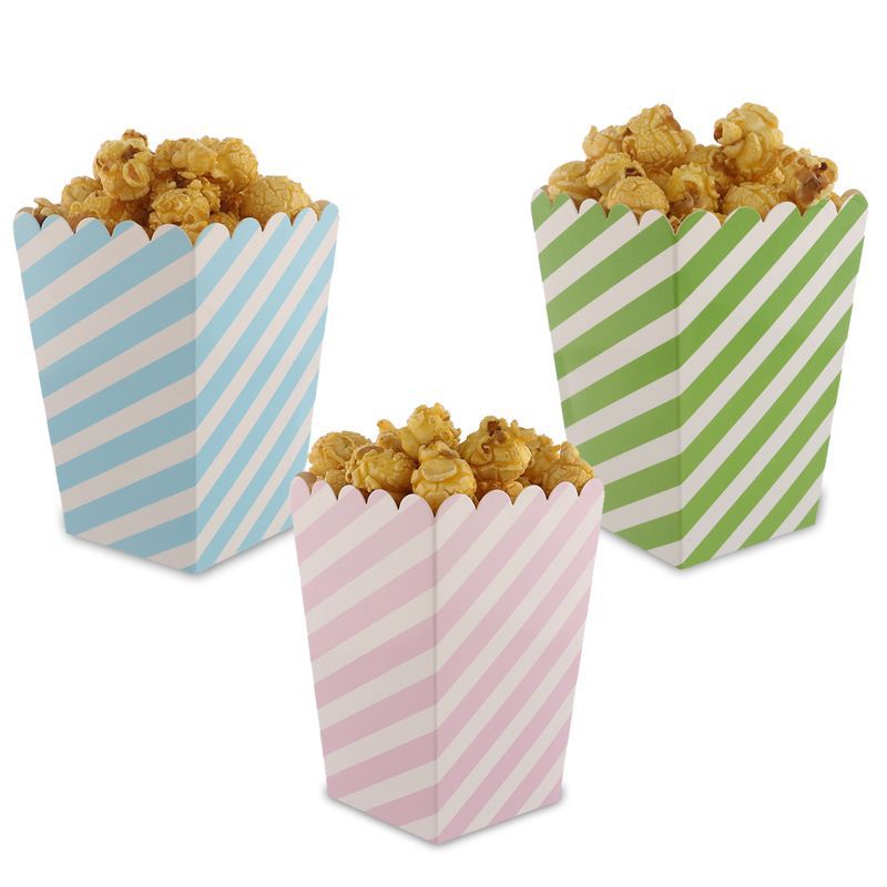 Movie Night Chips Popcorn Boxes for Party (12 pack) Diagonal Stripe