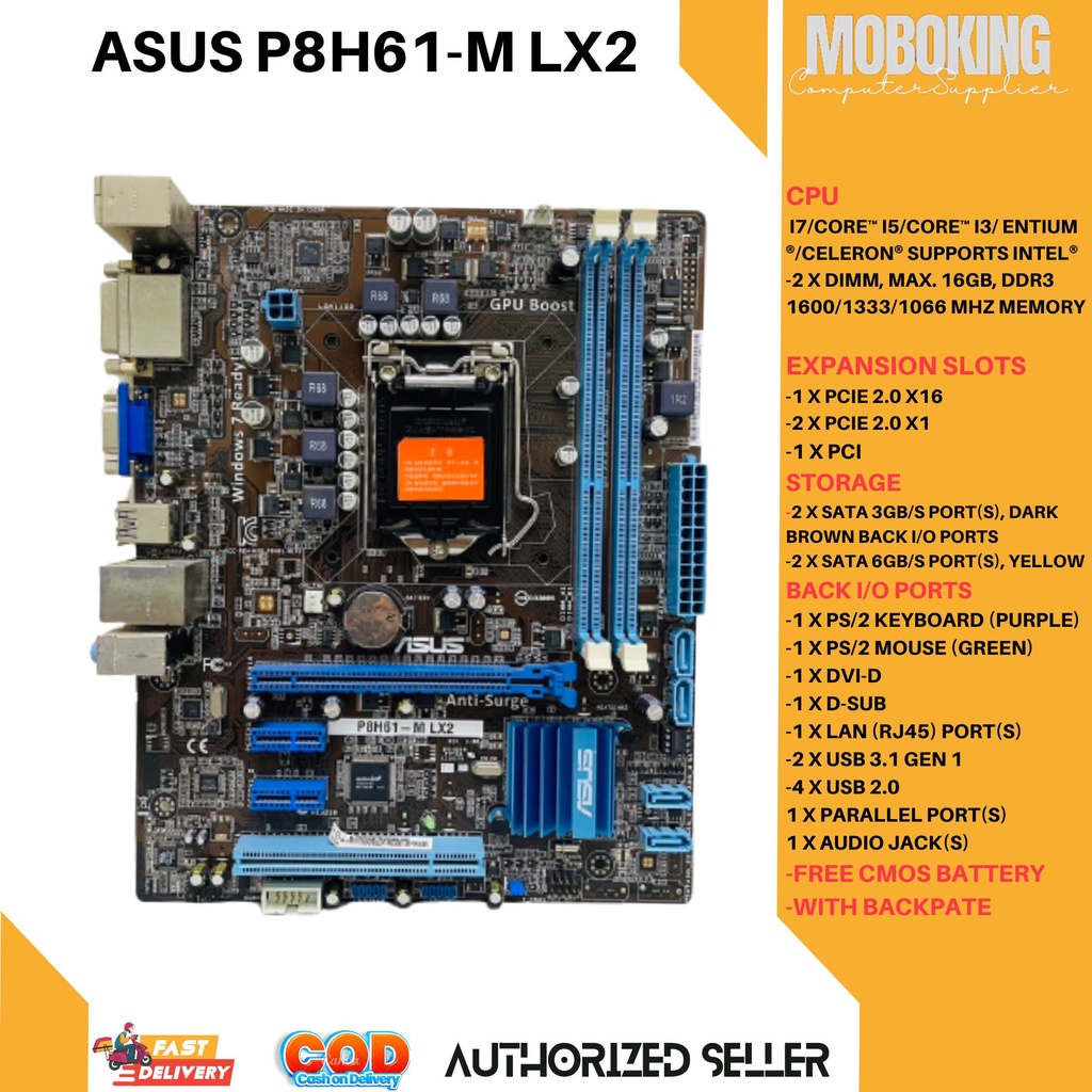 ASUS P8H61-M LX2 Desktop 3RD GEN Motherboard H61 Socket LGA 1155 i3 i5 ...