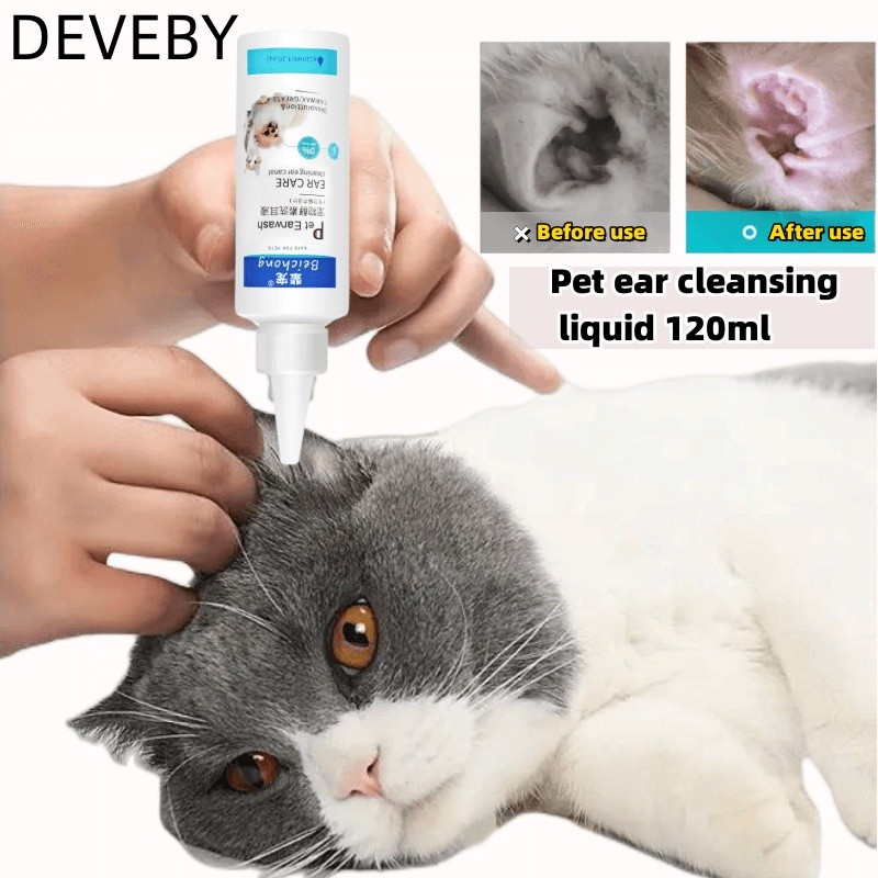 DEVEBY 120 ml Ear Cleaner for Dog Cat Dog Mites Odor Removal Dog Ear Infection Ear Drops for Cats #1