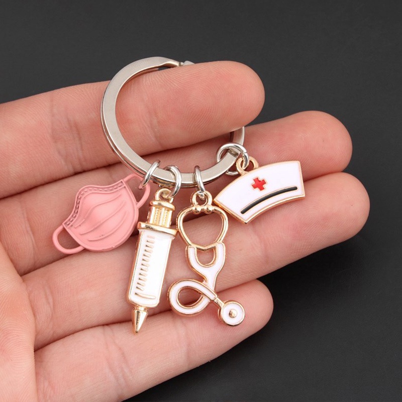 Nurse Doctor Mask Keychain Medical Paramedic Syringe Syringe