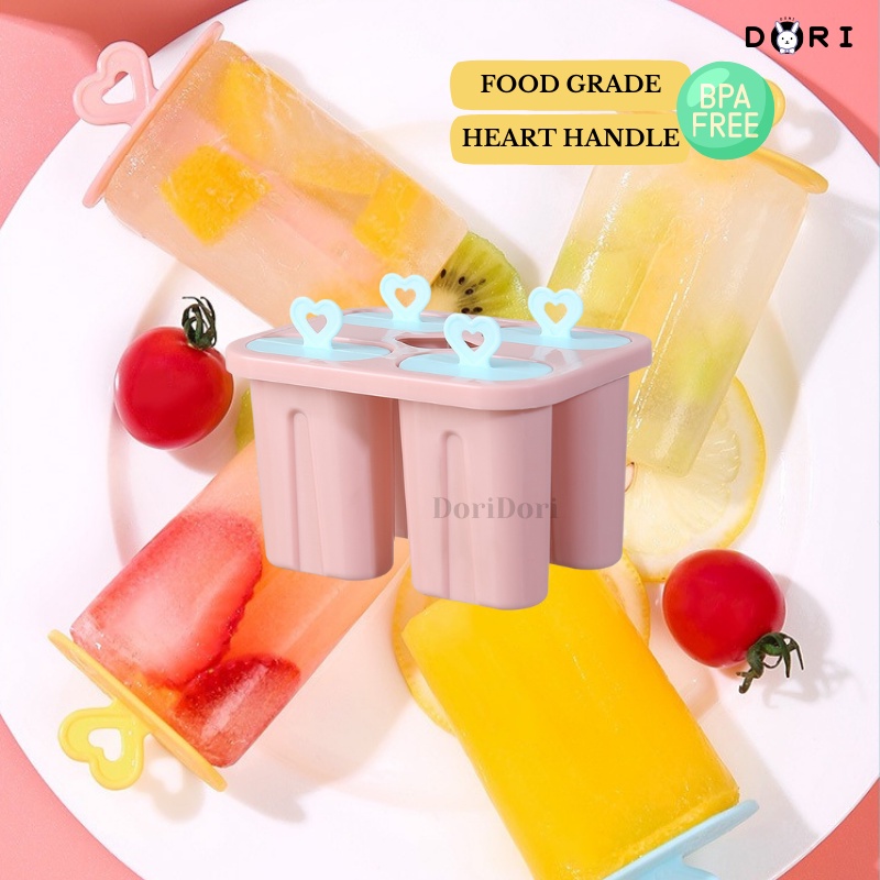 DORI 4/6 Grids Ice Cream Popsicle Molder Ice Box DIY Frozen Ice Cream ...