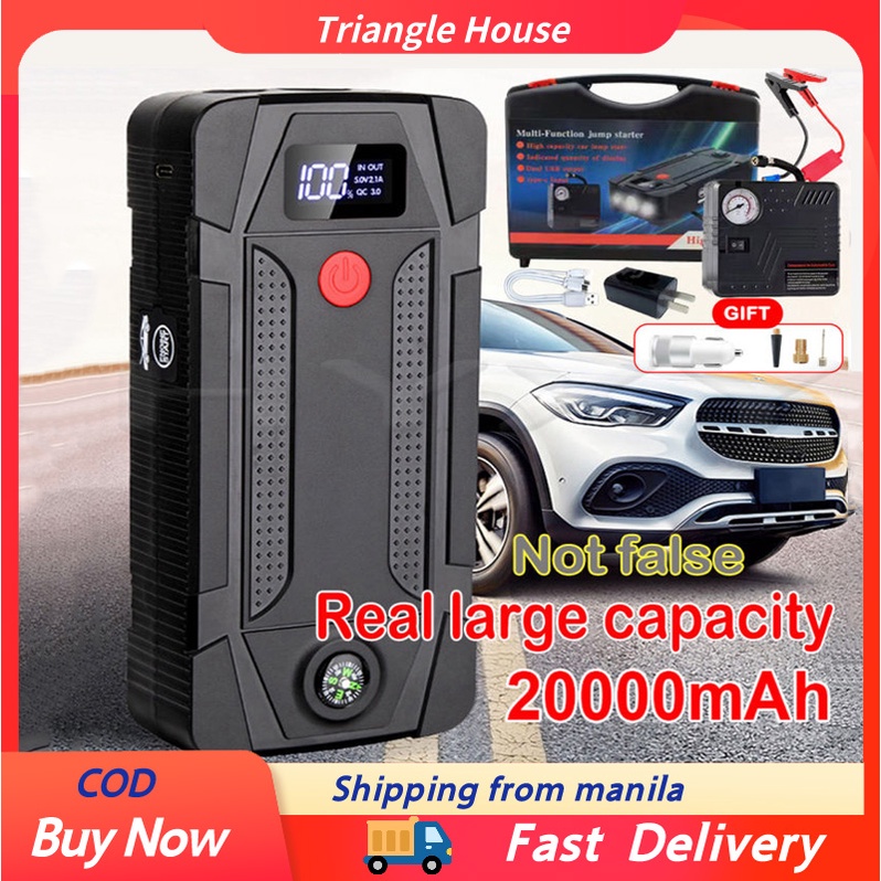 Car Jump Starter Power With Air Compressor Tire Pump Portable Charger