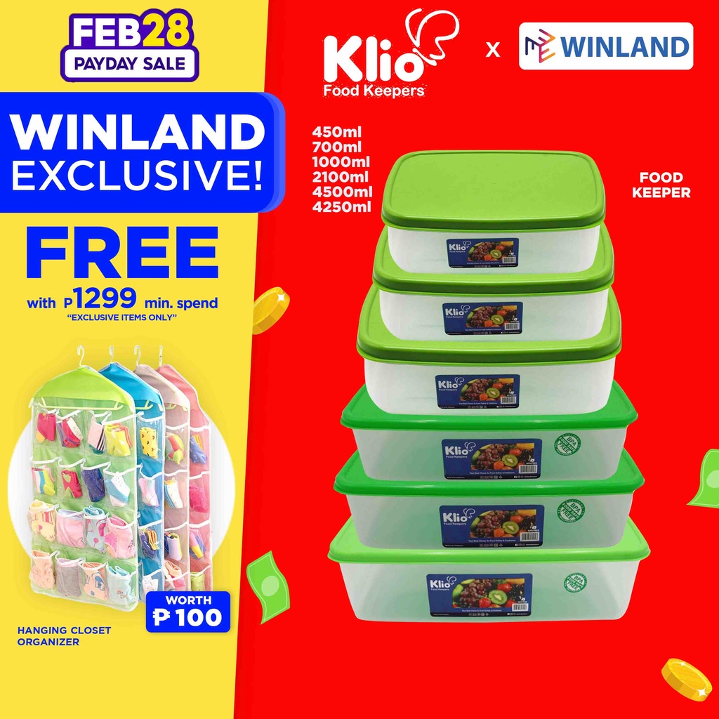 KLIO by Winland Rectangular Stackable Food Keeper Plasticware