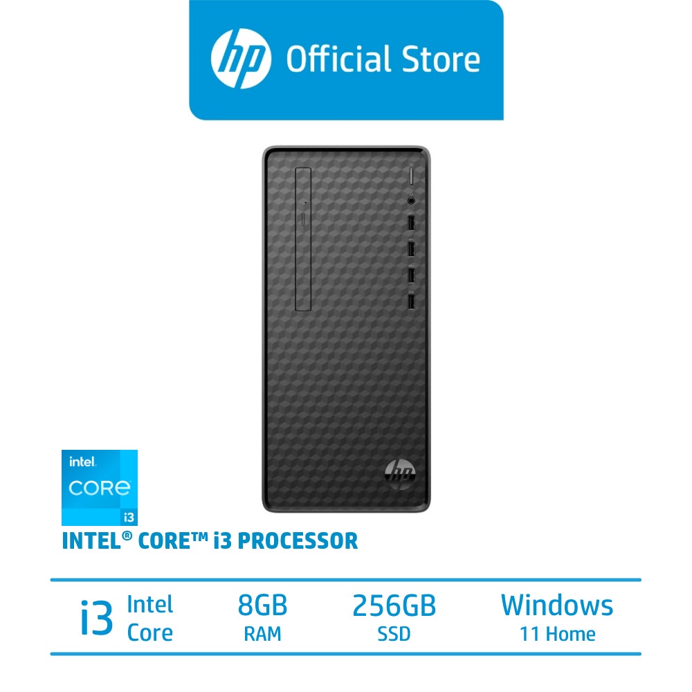 白木/黒塗り HP M01-F2254 Home ＆ Business Desktop (Intel i3-12100 4-Core, 32GB RAM,  512GB m.2 SATA SSD 2TB HDD (3.5), Intel UHD 730, WiFi, Bluetooth, HDMI,  USB