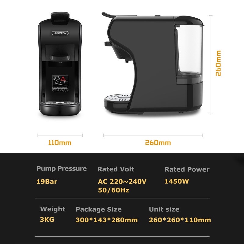 HiBREW 4in1&5in1 Capsule Coffee Machine,19bar Coffee Maker Machine Nespresso Machine Cold/Hot