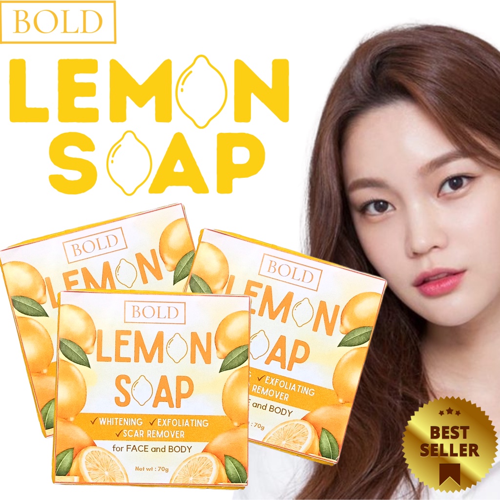 BOLD LEMON SOAP 70g Whitening Exfoliating Scar Remover FOR FACE