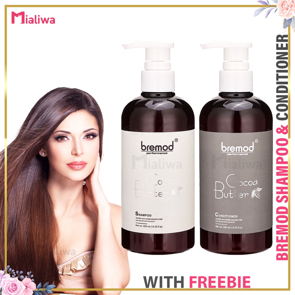 Bremod Cocoa Butter Shampoo & Conditioner Set, Natural Organic Moisturizing Anti Dandruff Hair
