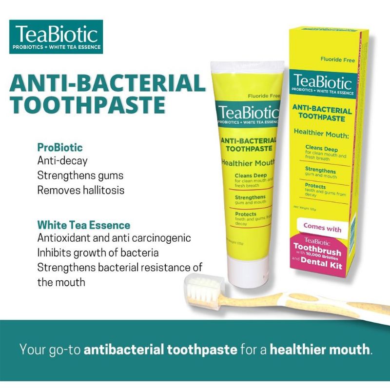 TEABIOTIC AntiBacterial Toothpaste 135g (with toothbrush) Shopee