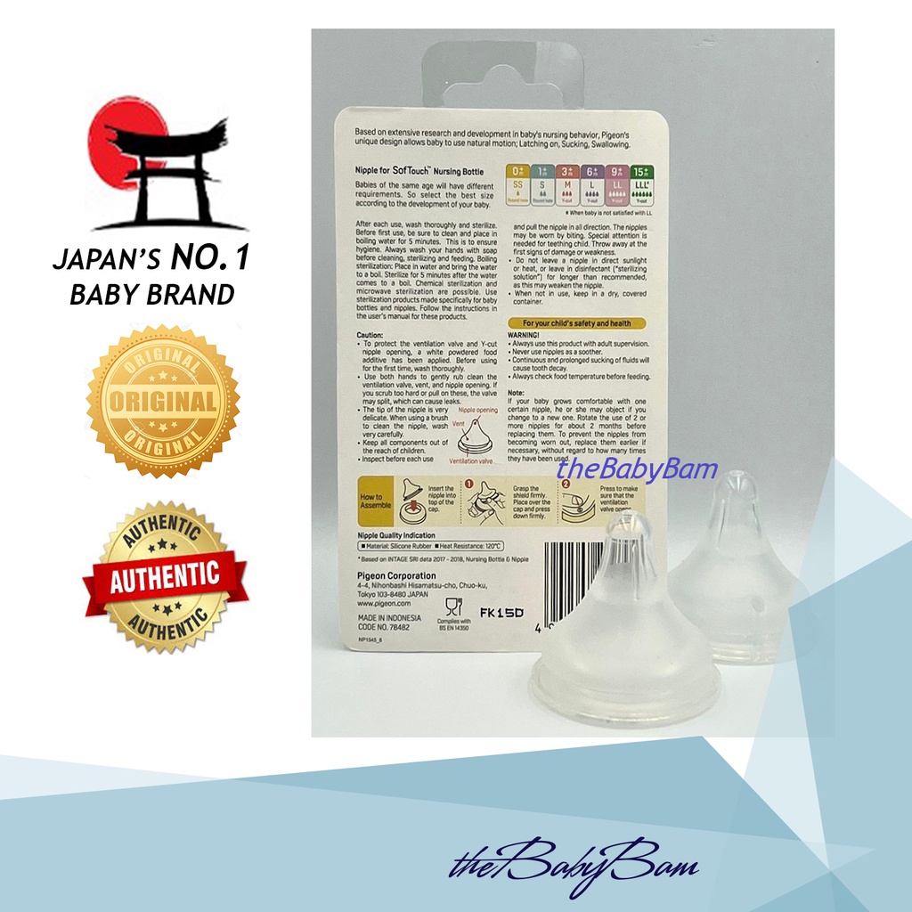 Pigeon SofTouch Peristaltic PLUS 9+ Wide-Neck (LL) Nipple For 9mos and above