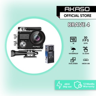 AKASO Brave 4 4K 20Mp Wifi Action Camera Ultra Hd With Eis 30M Underwater Waterproof Remote Control 5X Zoom
