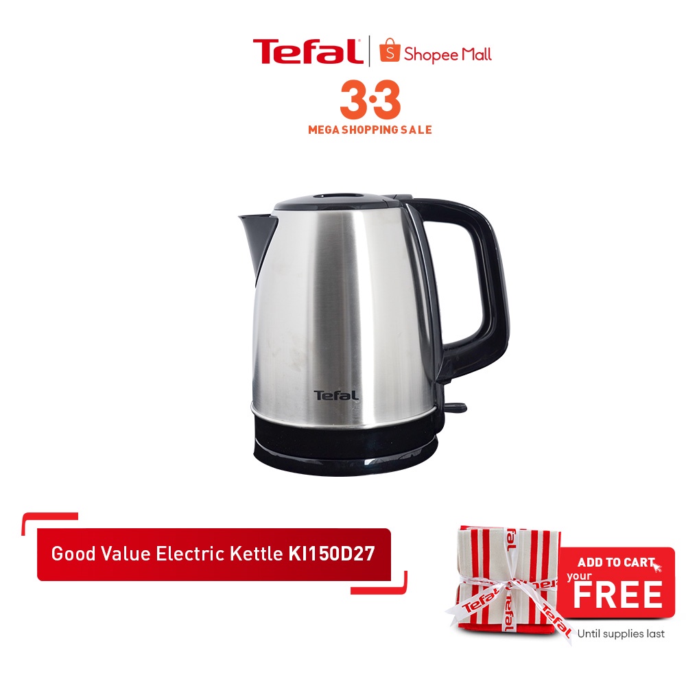 TEFAL Good Value Electric Kettle KI150D27 Stainless 1.7L Removable Lid ...