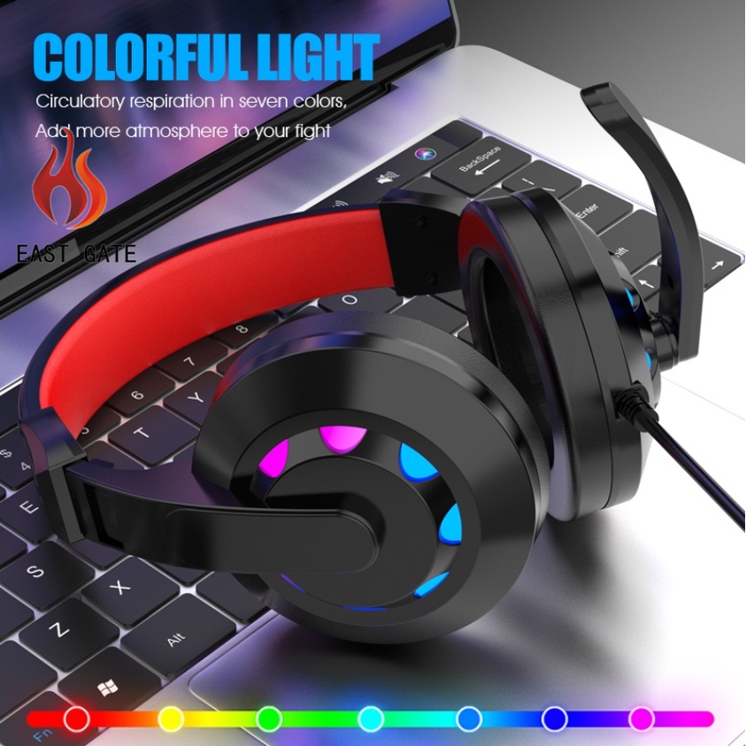 EAST GATE S300 Gaming Headset with Mic RGB Headset for PC and Laptop