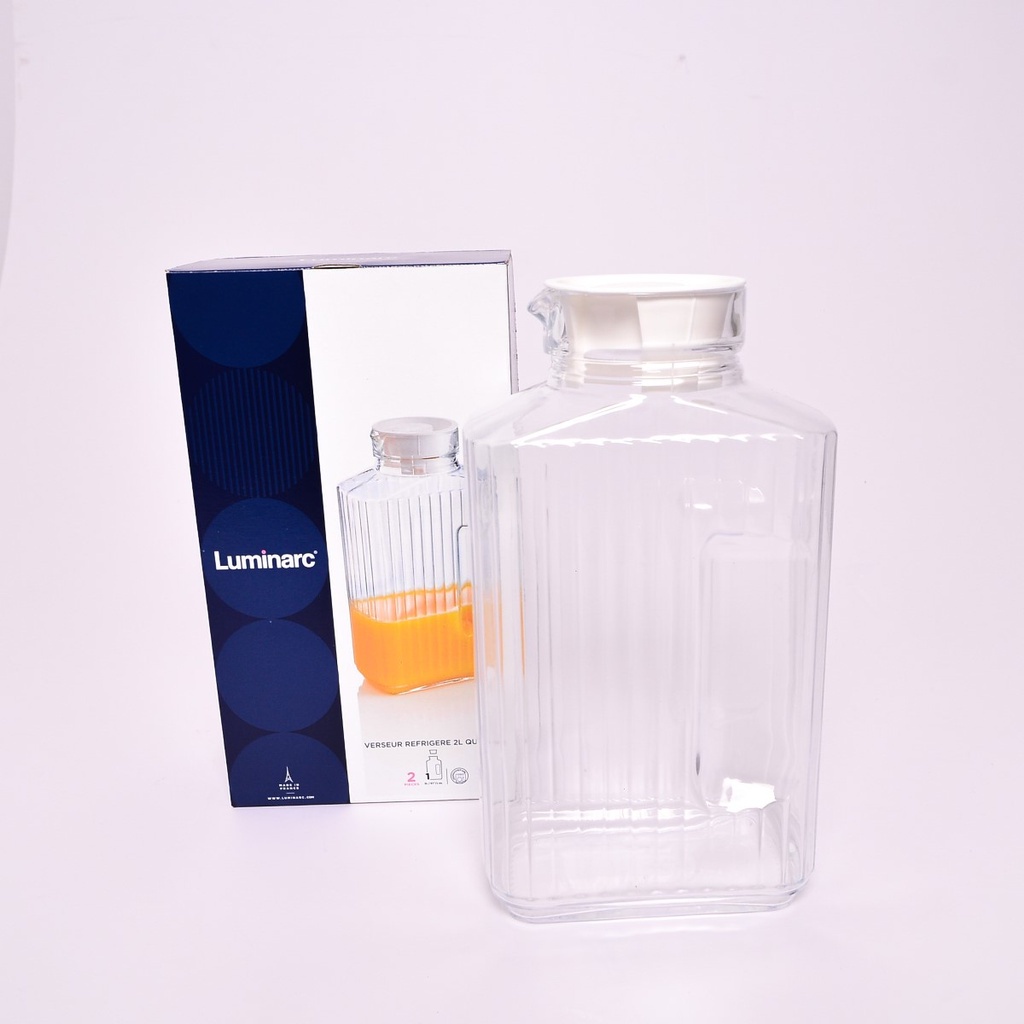 Landmark Luminarc Quadro 2l Glass Pitcher With Lid Water Juice Ref Fridge Jug 9x26x9 Cm Shopee 6891