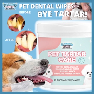 Pet Dental Wipes Bye Tartar Away Organic by Gummy Cares 50pcs Dogs and Cats Pet Oral Care Pet Tooth