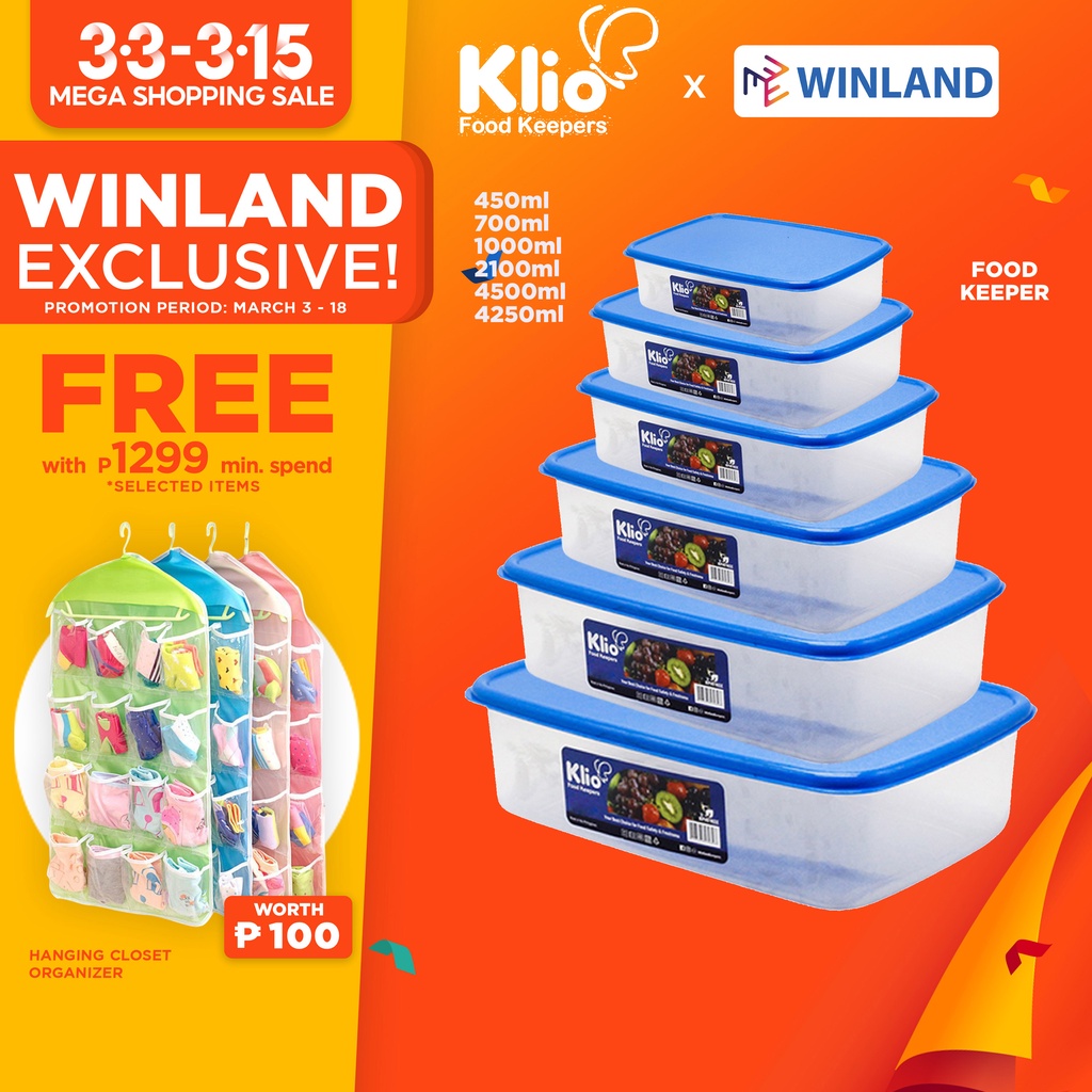 KLIO by Winland Rectangular Stackable Food Keeper Plasticware