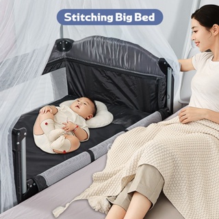 Baby Crib With Mosquito Net And Playpen Crib Stitching Big Bed Security Assurance Foldable #3