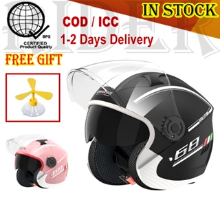 Half Face Motorcycle Helmets Dual Visor Open Face Double Mirror Men and Women Motor Helmet