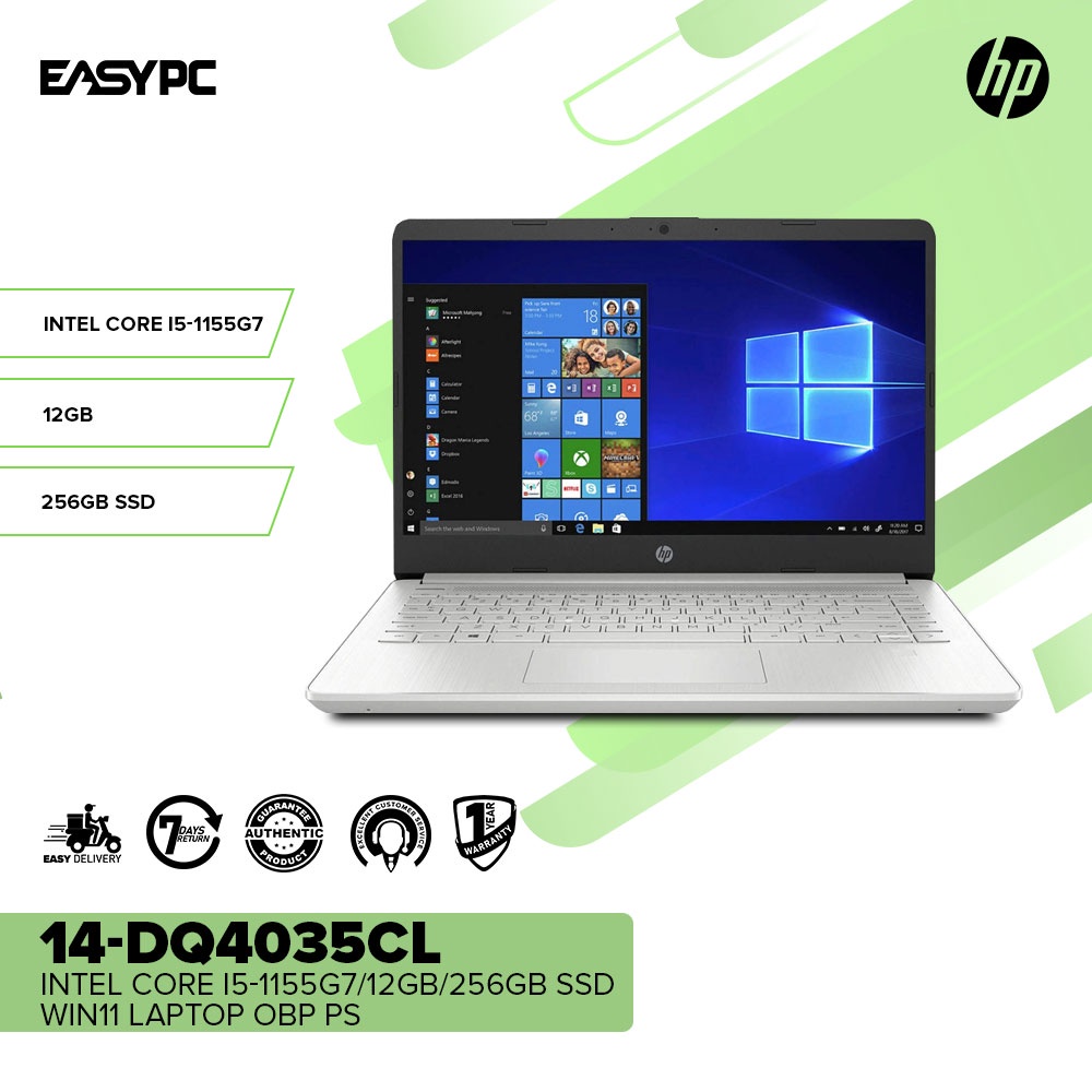 Easypc Hp 14 Dq4035cl Intel Core I5 1155g712gb256gb Ssdwin11 Laptop Obp Ps Value Plus 2987