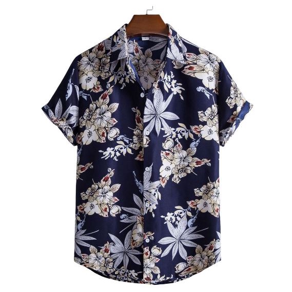 2023-60 Summer Hawaiian Short Sleeves Floral Polo Beach Outfit for Men ...