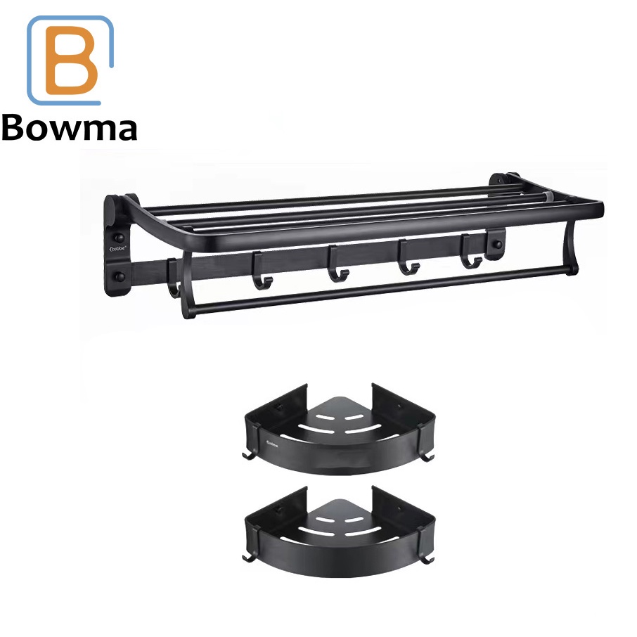 Bowma Towel Rack Toilet Bathroom Storage Wall Mounting Free Drilling