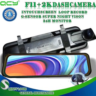 [ORIGINAL QCY F11+ FHD] WIFI 2K Car Dvr Camera 9.66 Inch Streaming Rear View Mirror Dash Cam