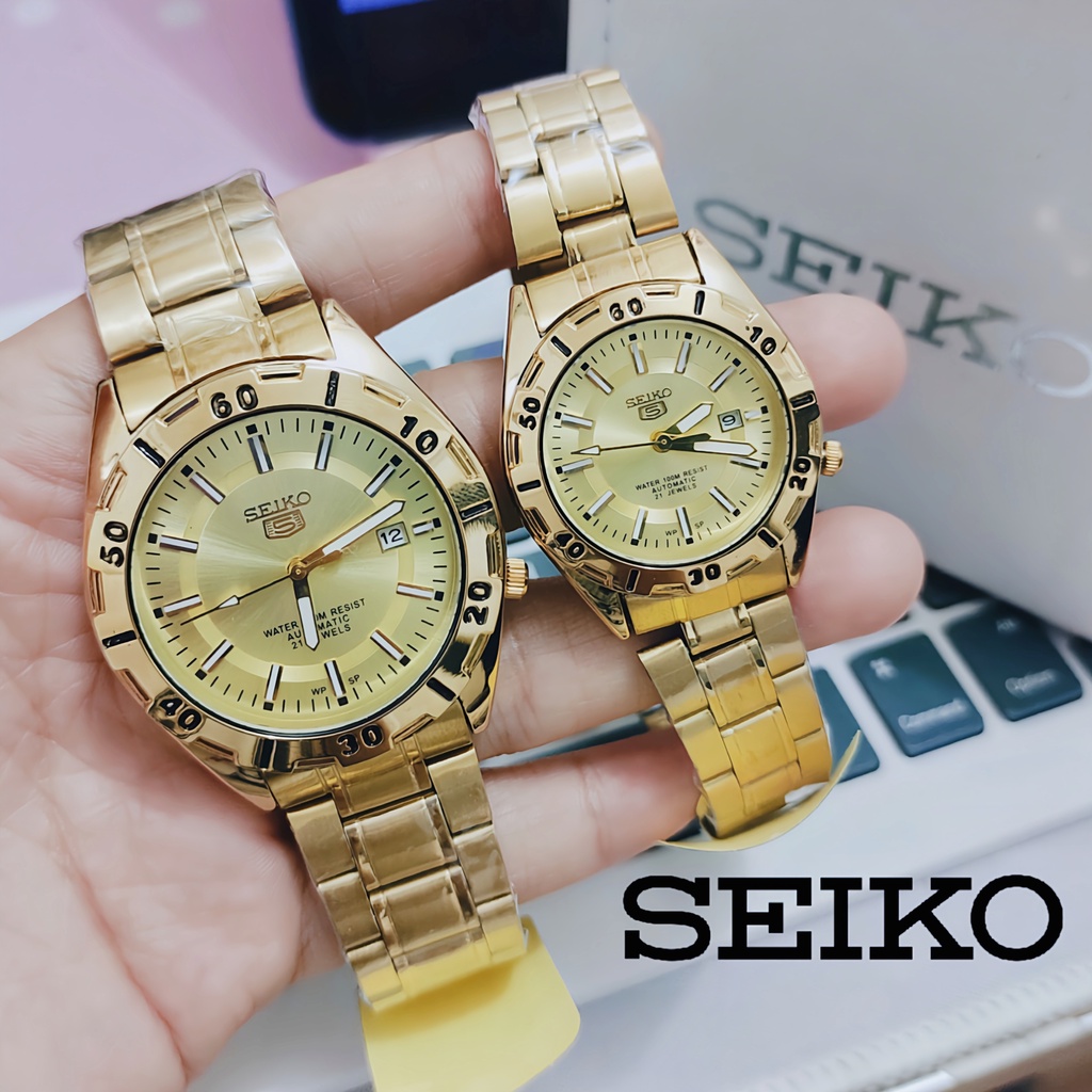 chaii] Seiko-5 Automatic Hand Movement with Date Couple Watch (BATTERY  OPERATED) | Shopee Philippines