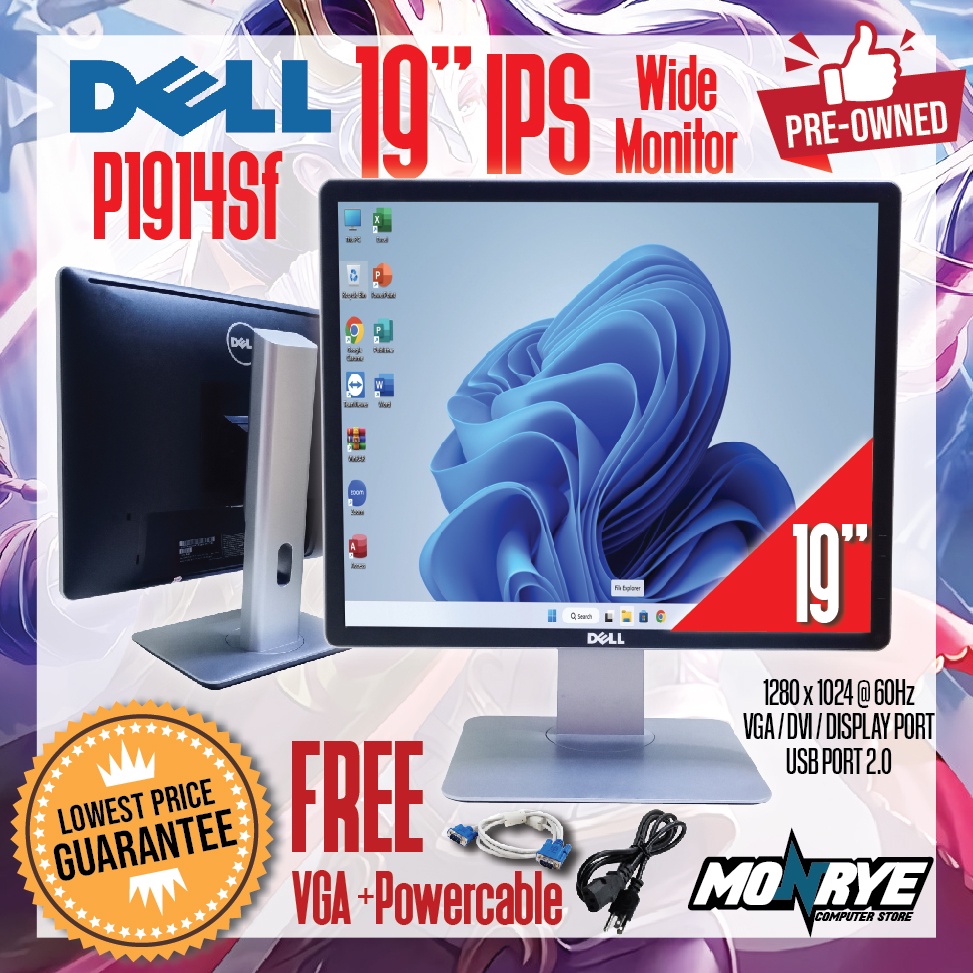 Monitor - Dell 19 Inches IPS/LED Monitor - DVI/VGA INPUT - FREE Powercable  and VGA Cable -Used | Shopee Philippines